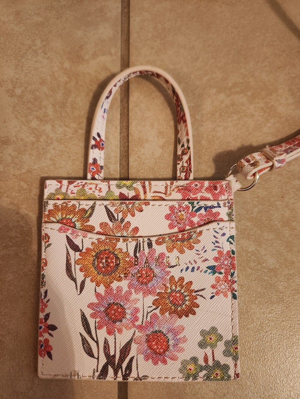 Ted Baker London Floral Print Card Holder Purse Charm - Picture 1 of 3